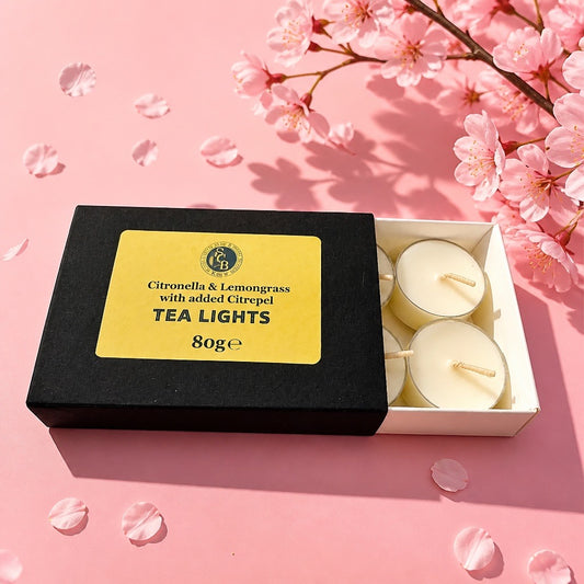 Citronella & Lemongrass with Citrepel Tea Lights.