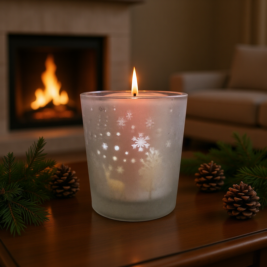 Xmas Spice Frosted Glass Candle