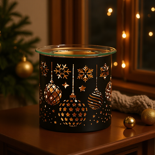 Black Silhouette Xmas Bauble Tea Light Wax Burner