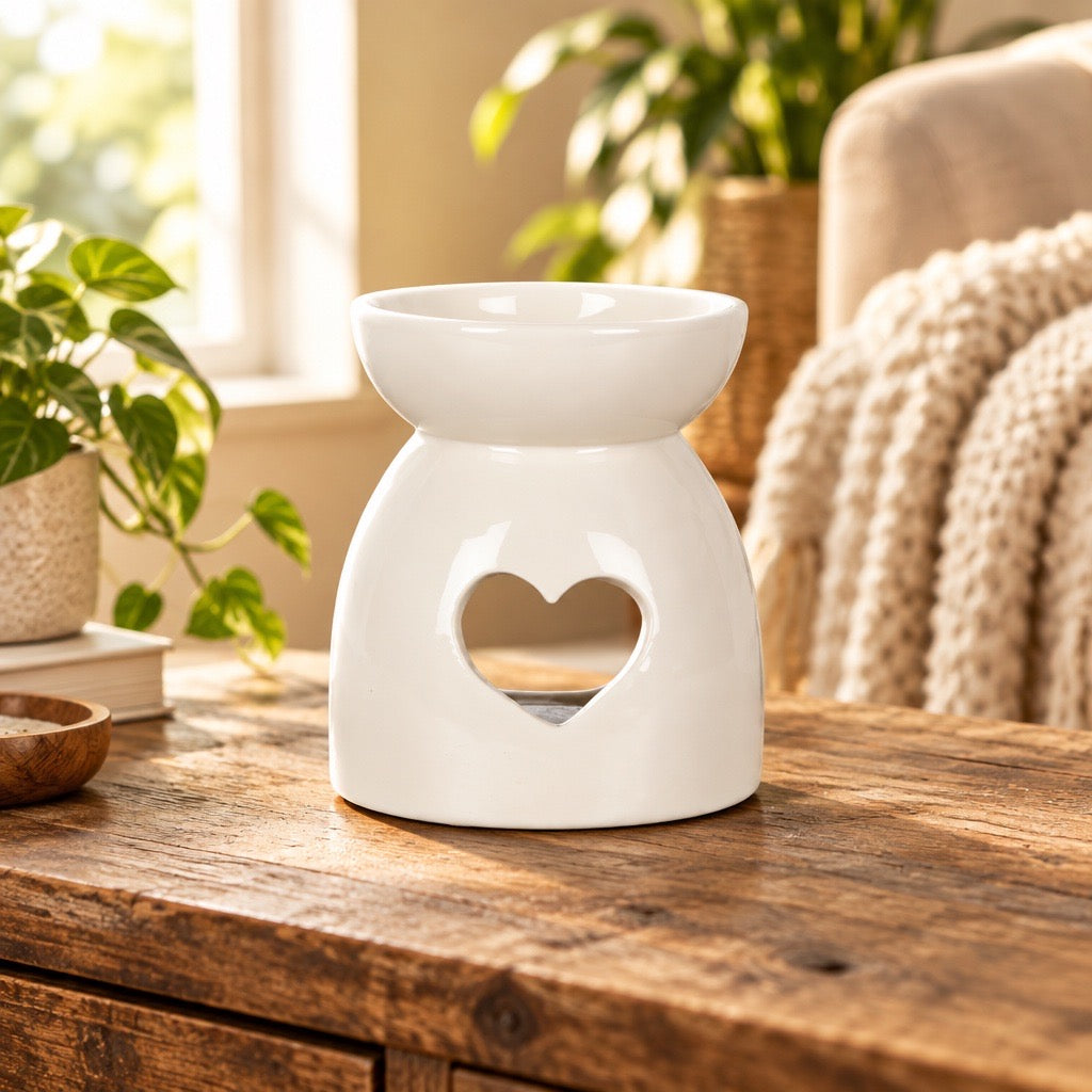 White Heart Ceramic Wax Burner